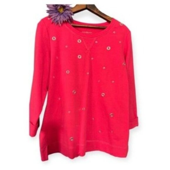 Karen Scott Pink tunic with Silver grommets - Picture 7 of 7